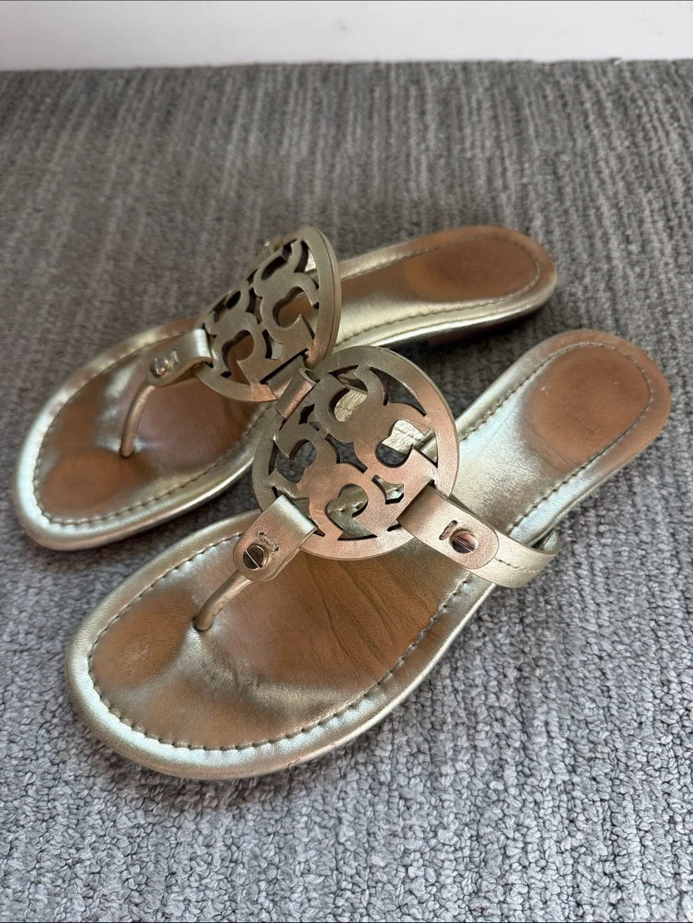 Tory Burch Metallic Gold Miller Sandals